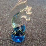 Vintage Maltese Art Glass Seahorse Paperweight Mdina Style Blue Yellow 23