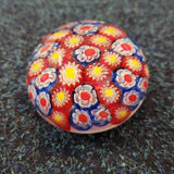 Vintage Millefiori Art Glass Paperweight Red Blue Flower Cane 250g #8
