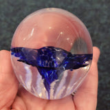 Handcrafted Blue Bloom Art Glass Paperweight #75