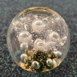 Vintage Hand Blown Art Glass Paperweight Gold Seascape Bubble Studio Glass Ornament 460g