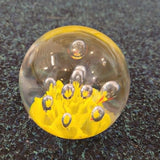 Vintage Hand Blown Art Glass Paperweight Yellow Bubble Sculpture Studio Glass Ornament 395g