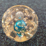 Vintage Hand Blown Art Glass Paperweight Blue Controlled Bubble Studio Glass 410g