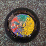 Vintage Hand Blown Art Glass Paperweight Abstract Multicolour Spiral Design Cobalt Blue Base 440g