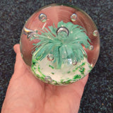 Handcrafted Art Glass Paperweight #85 | Aqua Blue Abstract Design