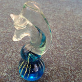 Vintage Maltese Art Glass Seahorse Paperweight Mdina Style Blue Yellow 23