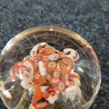 Vintage Orange White Millefiori Scramble Art Glass Paperweight 460g #13