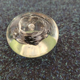 Black & White Swirl Handcrafted Art Glass Paperweight with Controlled Bubble #48