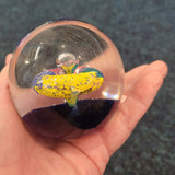 Vintage Hand Blown Art Glass Paperweight Abstract Multicolour Spiral Design Cobalt Blue Base 440g