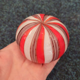 Vintage Hand Blown Ribbon Swirl Art Glass Paperweight Red White Studio Glass Ornament 465g