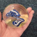 Vintage Hand Blown Blue & White Swirl Art Glass Paperweight Studio Glass Ornament 380g