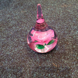 Pink Rose Art Glass Ring Holder Hand Blown Floral Jewellery Stand 570g