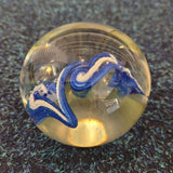 Vintage Hand Blown Blue & White Swirl Art Glass Paperweight Studio Glass Ornament 380g