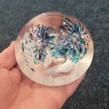 Handcrafted Blue & Green Abstract Art Glass Paperweight #56