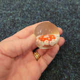 Vintage Miniature Millefiori Art Glass Paperweight Red White Flower Cane #11