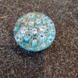 Blue & White Millefiori Art Glass Paperweight Floral Cane Design 195g #20