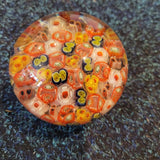 Multicolour Millefiori Art Glass Paperweight Orange Yellow Floral Canes 330g #22