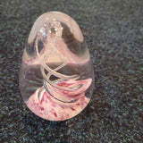 Art Glass Paperweight Pink & Silver Swirl Ribbon Design 765g 12cm #110