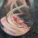 Art Glass Paperweight Pink & Silver Swirl Ribbon Design 765g 12cm #110