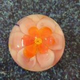Handcrafted Pink/ Orange Floral Art Glass Paperweight #60