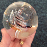 Black & Clear Swirl Handcrafted Art Glass Paperweight with Controlled Bubbles #86
