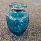 Vintage Maltese Art Glass Small Blue Vase Mdina Style Hand Blown 10cm #25
