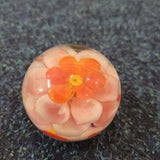 Handcrafted Pink/ Orange Floral Art Glass Paperweight #60