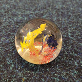 Handcrafted Multicoloured Abstract Art Glass Paperweight with Bubble Detail #66