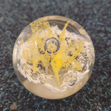 Handcrafted Yellow & White Abstract Floral Art Glass Paperweight with Controlled Bubbles #53