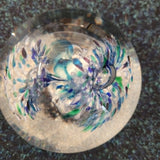 Handcrafted Blue & Green Abstract Art Glass Paperweight #56