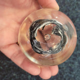 Black & White Swirl Handcrafted Art Glass Paperweight with Controlled Bubble #48