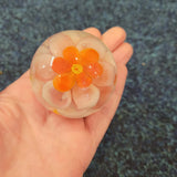 Handcrafted Pink/ Orange Floral Art Glass Paperweight #60