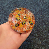 Multicolour Millefiori Art Glass Paperweight Orange Yellow Floral Canes 330g #22