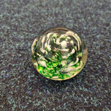 Handcrafted Green & White Swirl Art Glass Paperweight with Controlled Bubble Detail #79