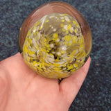 Handcrafted Yellow Floral Art Glass Paperweight #76