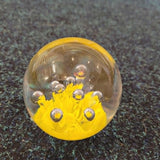 Vintage Hand Blown Art Glass Paperweight Yellow Bubble Sculpture Studio Glass Ornament 395g