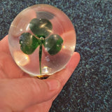 Lucky Irish Shamrock Handcrafted Art Glass Paperweight #50
