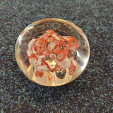 Vintage Orange White Millefiori Scramble Art Glass Paperweight 460g #13