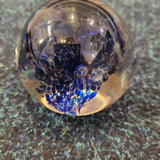 Handcrafted Deep Blue Abstract Art Glass Paperweight with Bubble Detail #65