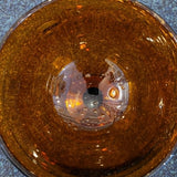 Vintage Amber Bubble Glass Pedestal Bowl Erik Hoglund Kosta Boda Style