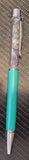 Rainbow Fluorite Gemstone Chip Ballpoint Pen Aqua Silver Tone