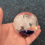 Handcrafted White Flower Art Glass Paperweight with Cobalt Blue Base #78