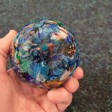 Vintage Blue Green Millefiori Scramble Art Glass Paperweight 610g #14