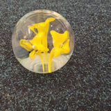Handcrafted Yellow Lily Flower Art Glass Paperweight with Controlled Bubbles #51