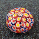 Vintage Millefiori Art Glass Paperweight Red Blue Flower Cane 250g #8