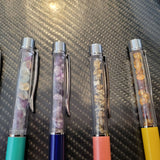 Amber Chip Ballpoint Pen Yellow Silver Tone