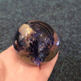 Handcrafted Deep Blue Abstract Art Glass Paperweight with Bubble Detail #65