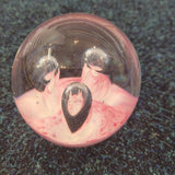 Pink & White Controlled Bubble Handcrafted Art Glass Paperweight #49