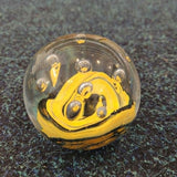 Handcrafted Yellow & Black Art Glass Paperweight with Floating Bubble Design #82