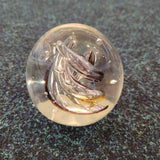 Black & Clear Swirl Handcrafted Art Glass Paperweight with Controlled Bubbles #86