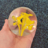 Handcrafted Yellow Lily Flower Art Glass Paperweight with Controlled Bubbles #51